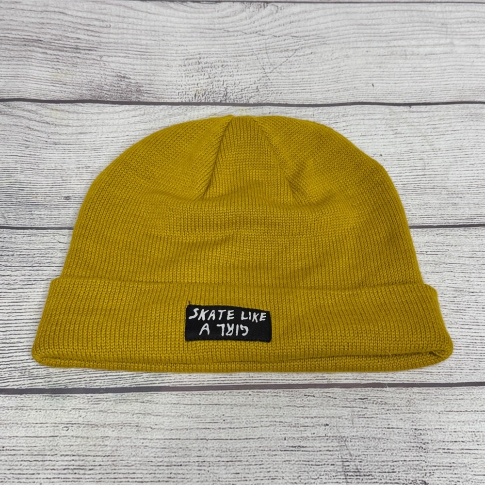 COAL Skate Like a Girl Mustard Yellow Beanie Hat‎ One Size Knit Cap
